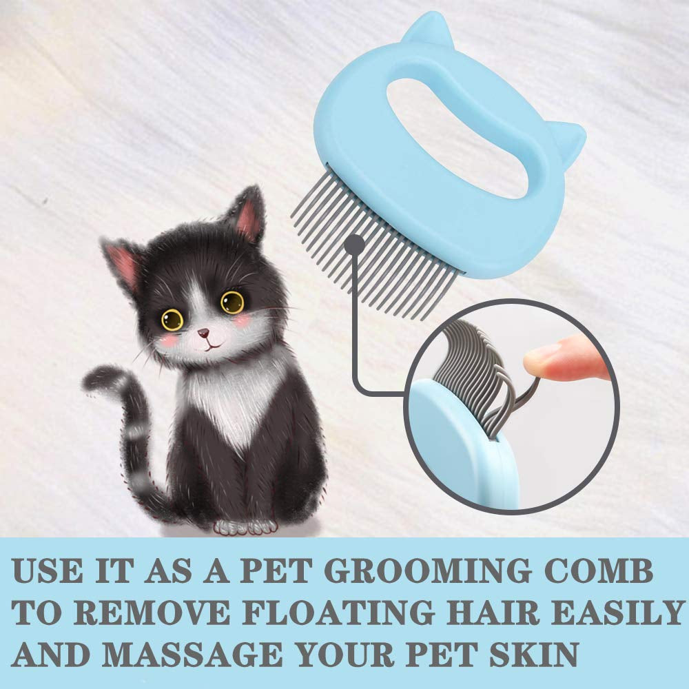 Gentle Cat Grooming Comb Massager - Pet Hair Remover Nail Clipper Cat Puppy Rabbit Pet Shell Massage Deshedding Grooming Shedding Trimming Soft Tools Removing/Loosing Matted Fur Knots Tangles Painless